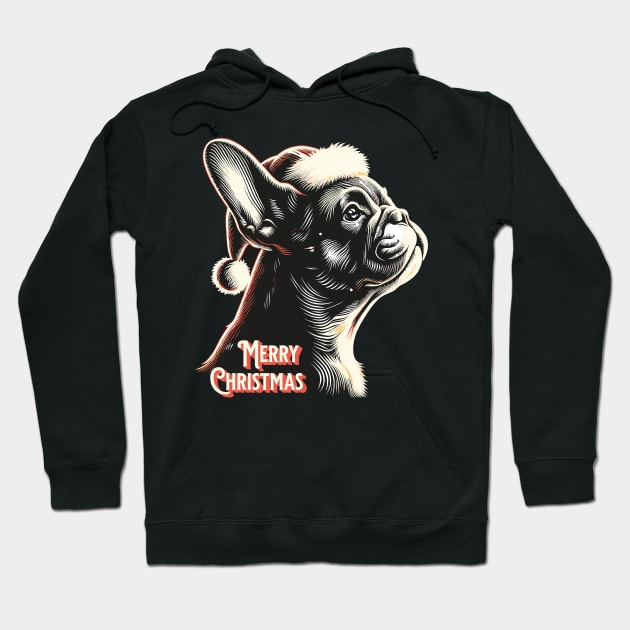 Print design christmas french bulldog with santa hat backlight Hoodie by Casually Fashion Store